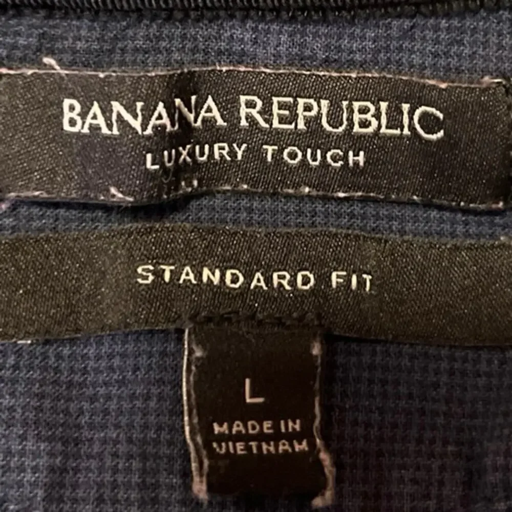 Banana Republic Luxury Touch Men's Blue Short Sleeve Collar Polo Shirt Top Sz L